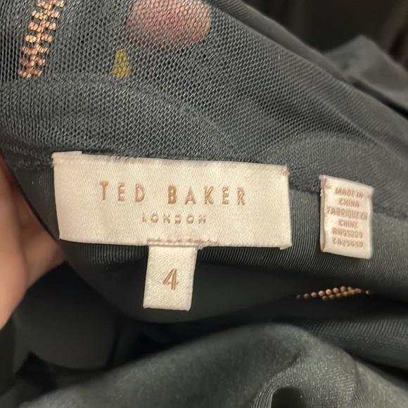 Ted Baker mesh scalloped A-Line Midi dress black size 4 - Picture 16 of 16